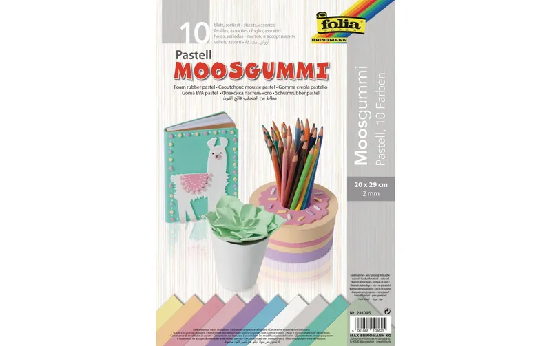 Folia Moosgummi-Set 10 pièces, multicolore