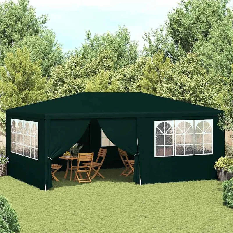 Profi-Partyzelt mit Seitenwänden 4×6 m Grün 90 g/m²