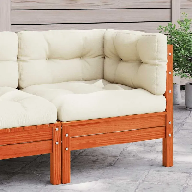Garten-Ecksofa mit Kissen Wachsbraun legno massiccio pino
