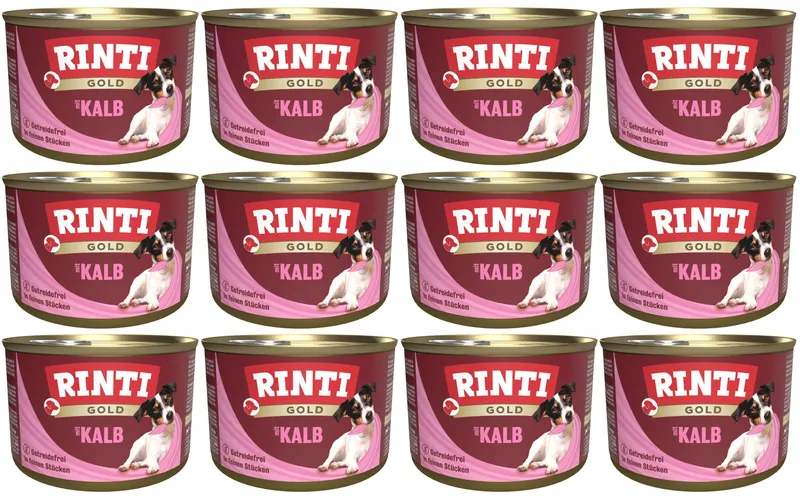 Rinti Nassfutter Dose Gold mit Kalb, 12 x 185 g