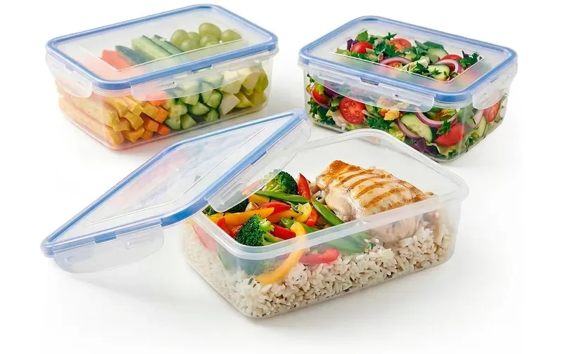 GOURMETmaxx Vorratsdose Click-it 1.2 l, Transparent / Blau, 3 er-Set