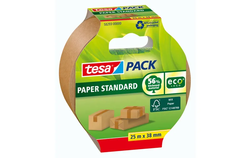 tesa Klebeband Papier Standard ecoLogo 38 mm x 25 m, Braun