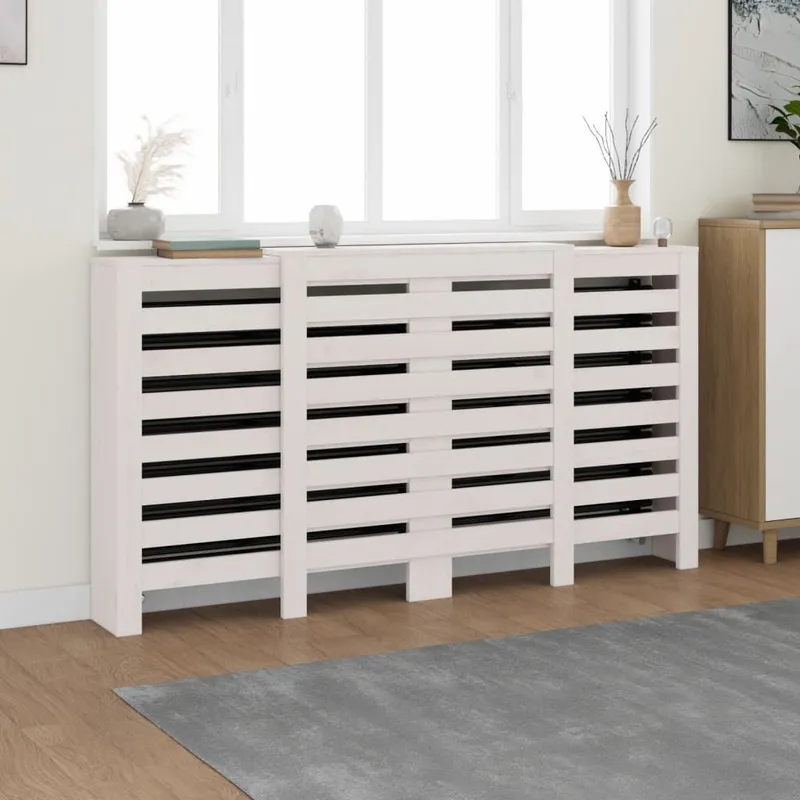 Heizkörperverkleidung bianco 210x21x85 cm legno massiccio pino
