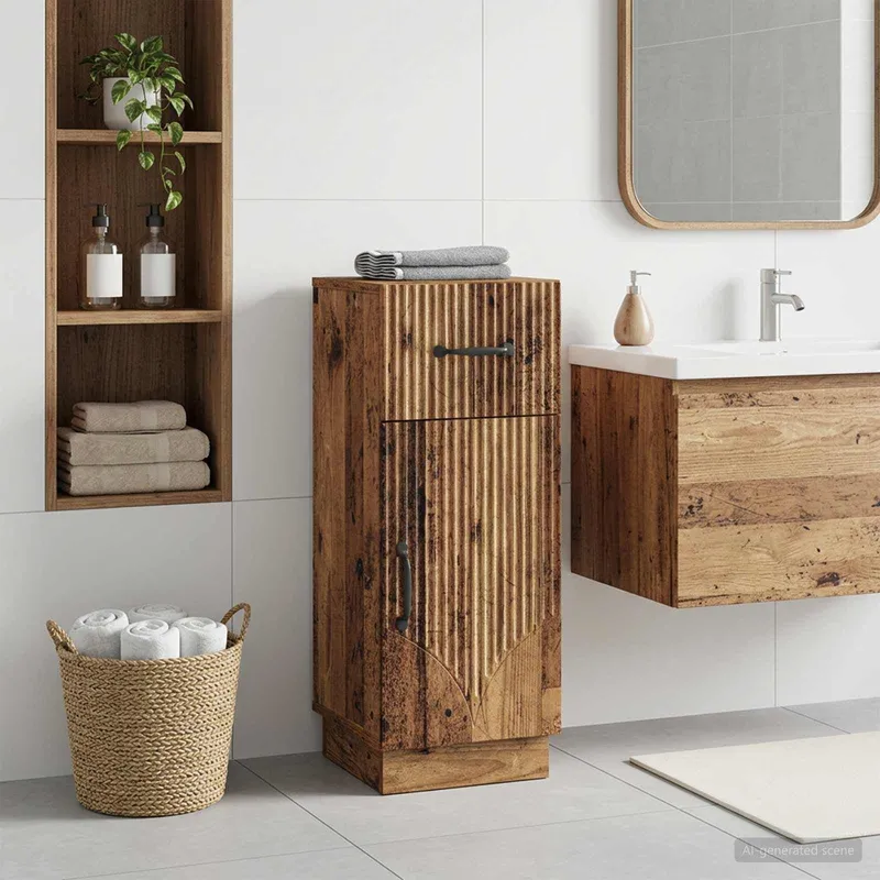 Meuble de Rangement de Salle de Bain HOORN Bois ancien