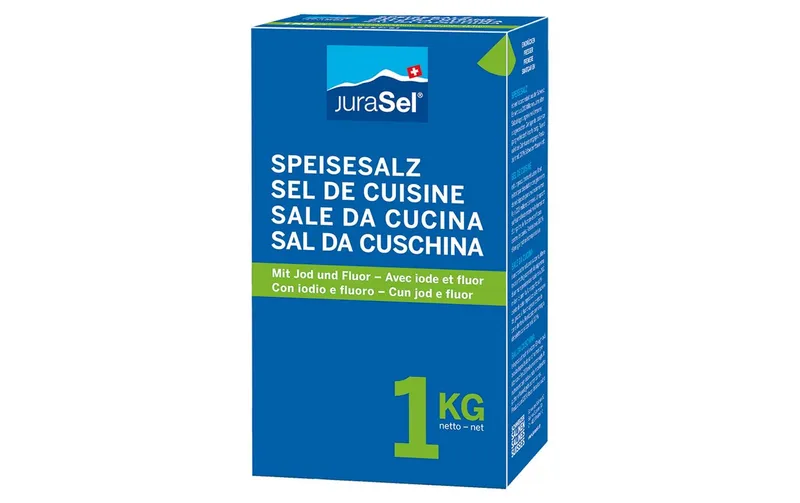 Schweizer Salinen Speisesalz avec Jod et Fluor 1 kg