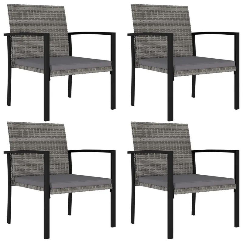 Garten-Essstühle 4 Stk. Poly Rattan grigio