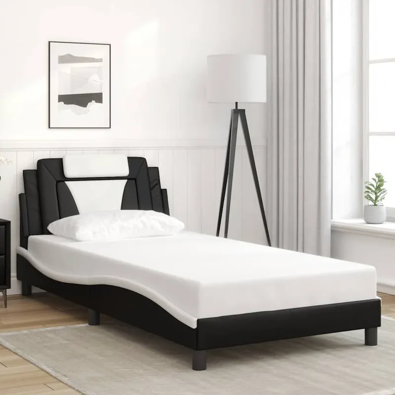 struttura letto "Viana" senza materasso nero e bianco 100x200 cm ecopelle