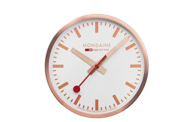 Mondaine Wanduhr Quartz Ø 25 cm, blanc/Kupfer