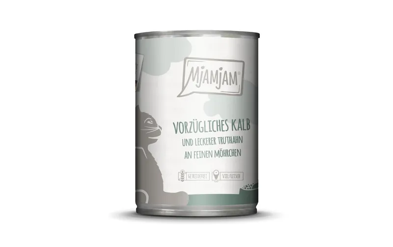 Mjamjam Nassfutter Dose Kalb & Truthahn, 400 g