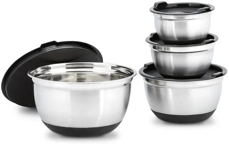 relaxdays Rührschüssel 7.3 l, Silber