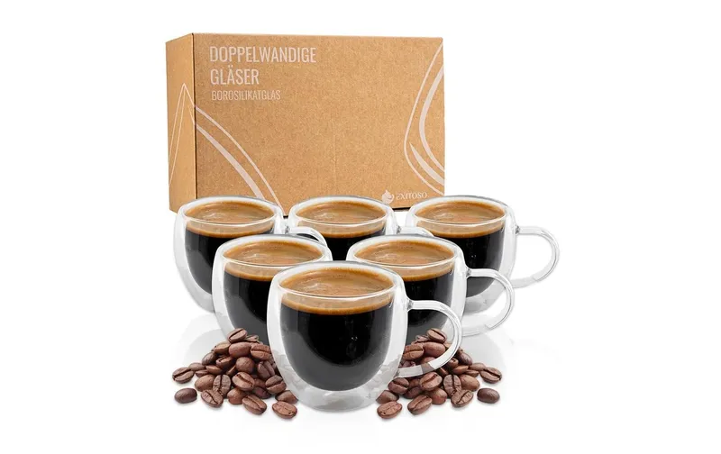 Exitoso Espressogläser 80 ml, 6 Stück, Transparent