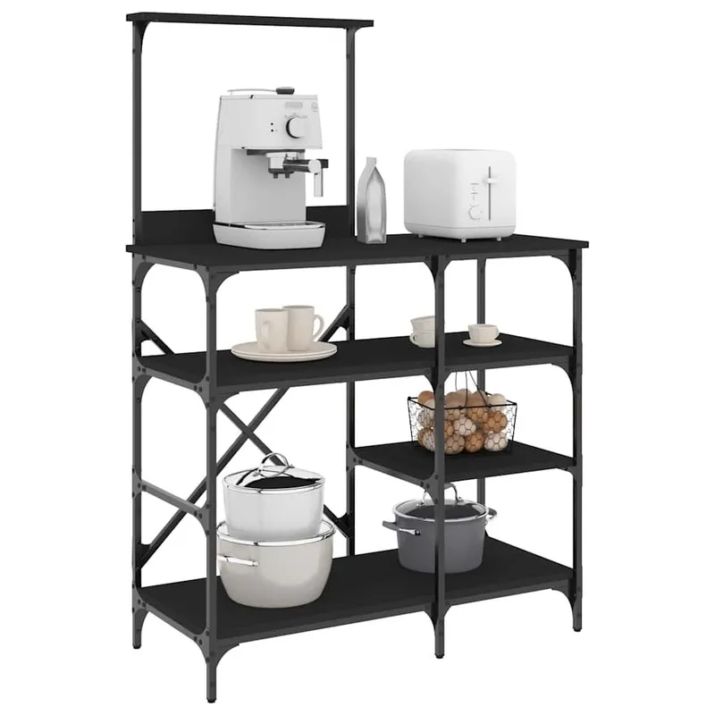 Bäckerregal nero 90x40x132 cm derivato del legno und Metall