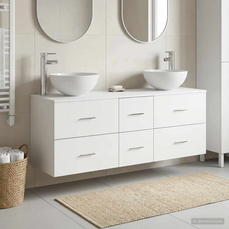Badezimmerschrank-Set 3 stk. Weiß 49,5 x 35 x 63 cm