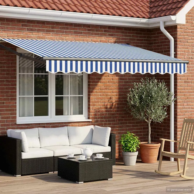 Manuelle Gelenkarmmarkise mit LEDs 3 x 2,5 m