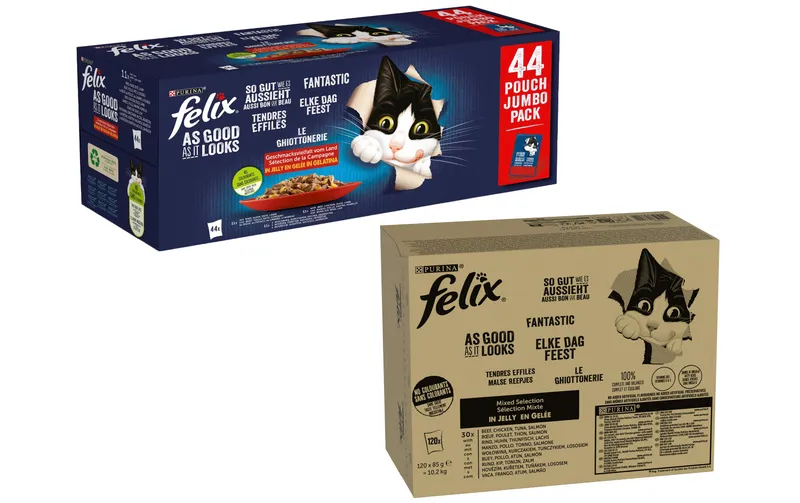 Felix Nassfutter AGAIL Fleisch Auswahl+ Fisch Kit, 120 + 44 x 85g