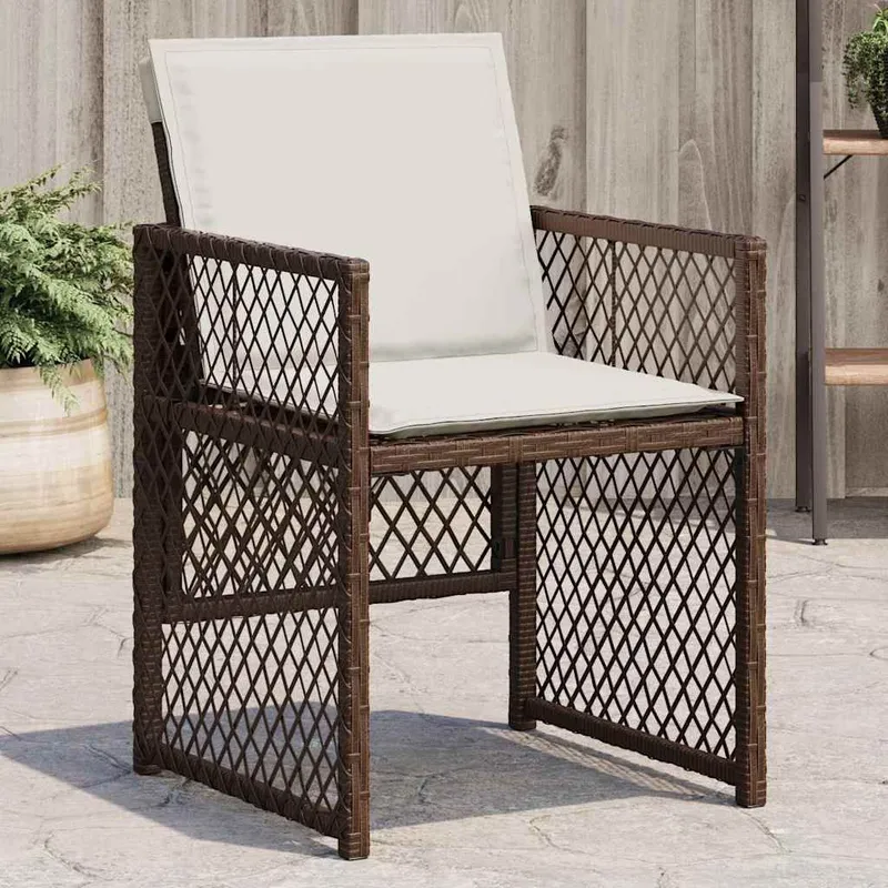Gartenstühle mit Kissen 4 Stk. Braun Poly Rattan