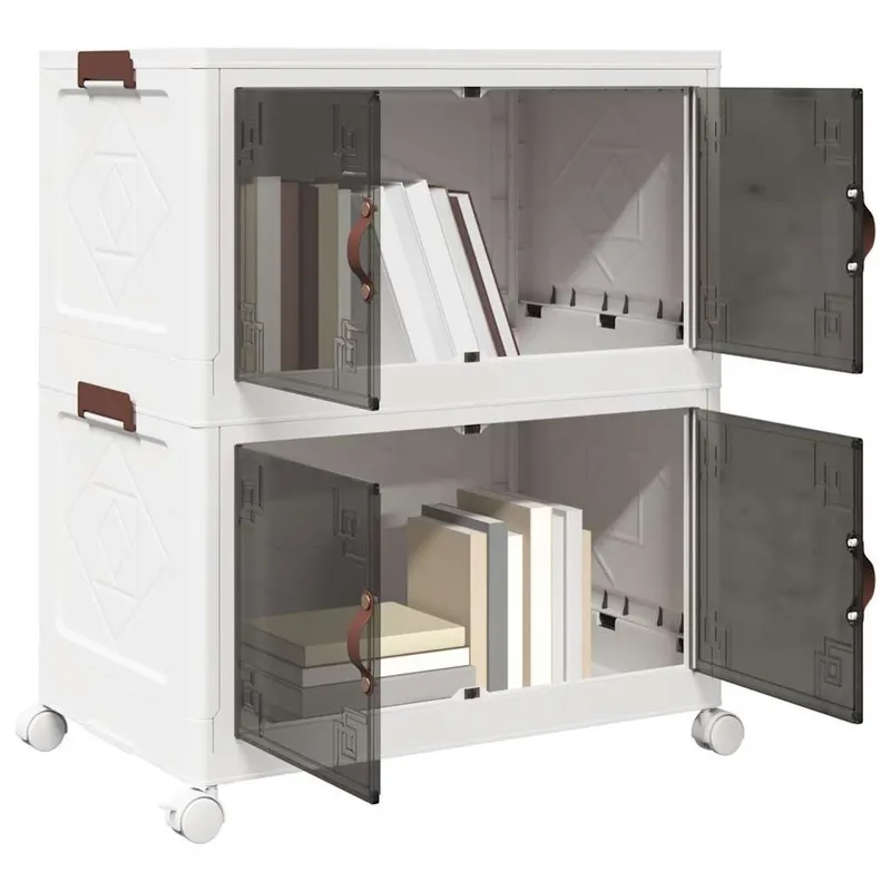 Boîte de rangement empilable avec roues à 2 niveaux 75 L