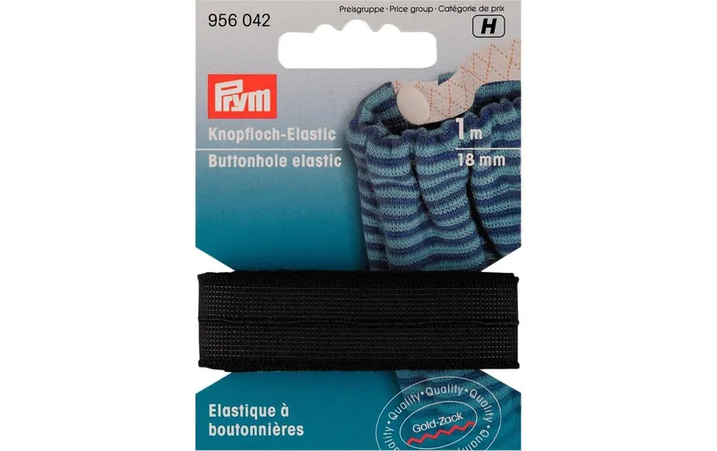 Prym Elastikband mit Knopfloch, 18 mm, noir