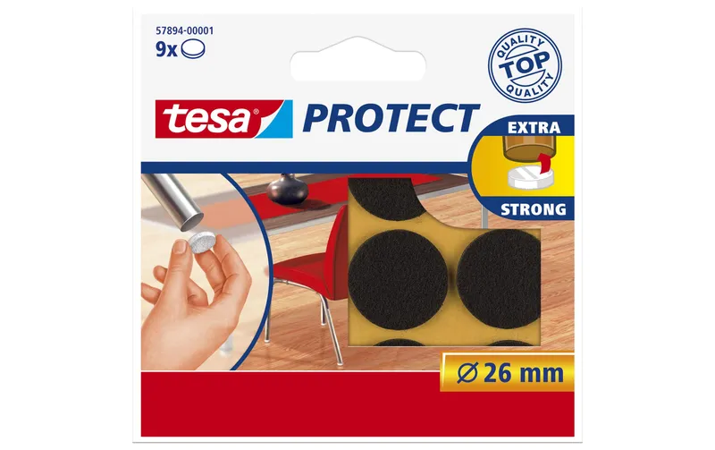 tesa Filzgleiter Protect Ø 26 mm 9 pieces, brown