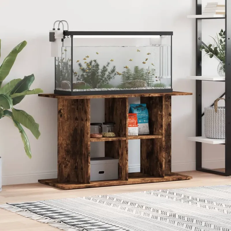 Support pour aquarium chêne fumé 100x40x60 cm bois d'ingénierie