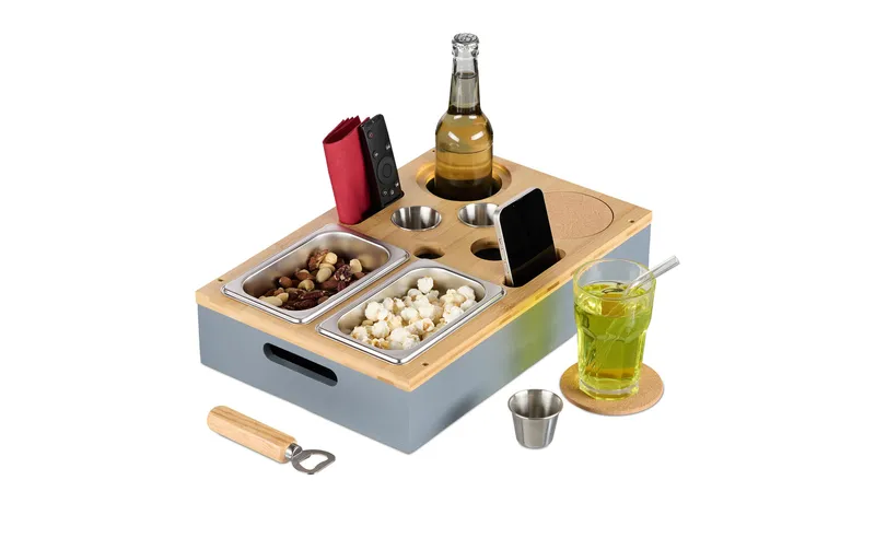 relaxdays Serviertablett Silber/brun