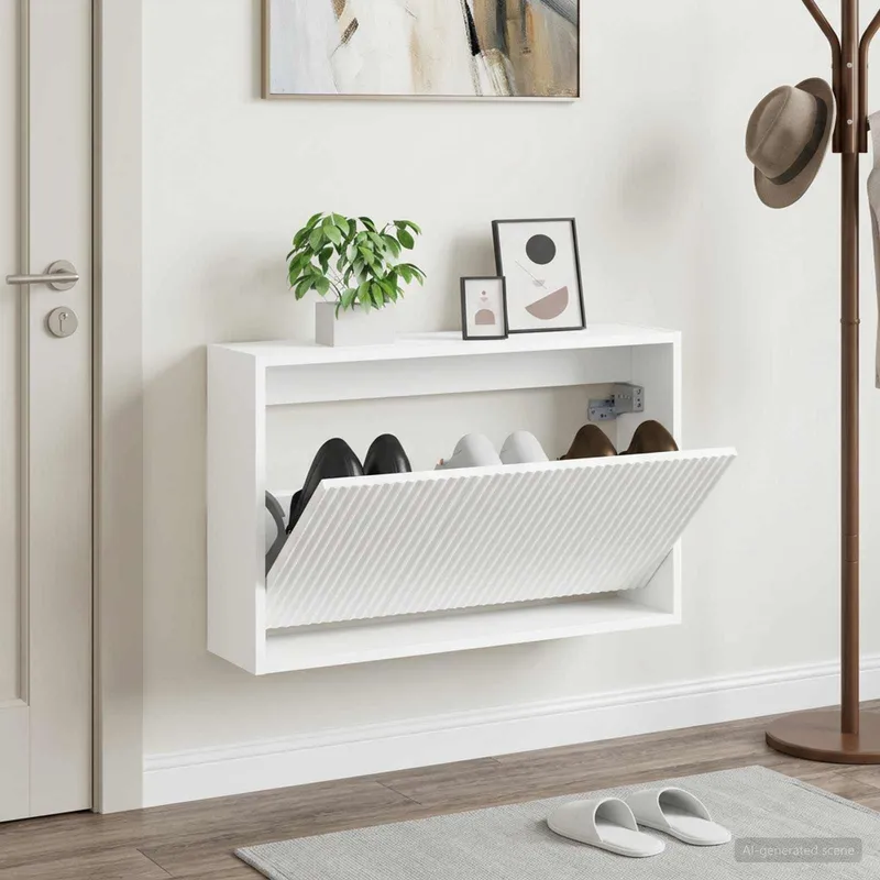 Wandmontierter Schuhschrank ARNHEM 71 x 17 x 43 cm bianco