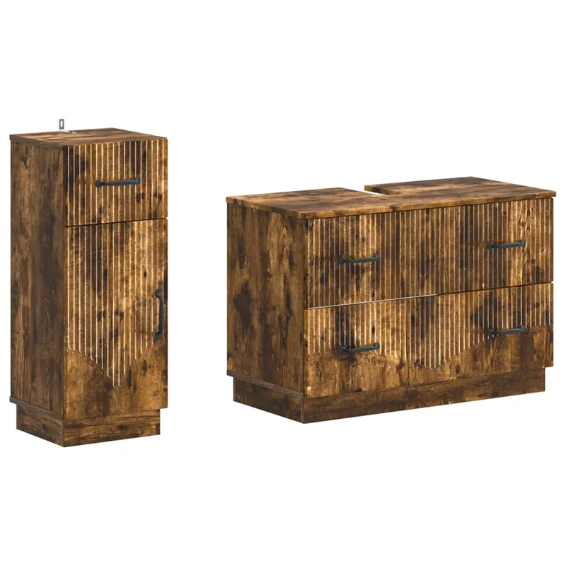 Ensemble de 2 meubles de salle de bain HOORN Chêne fumé