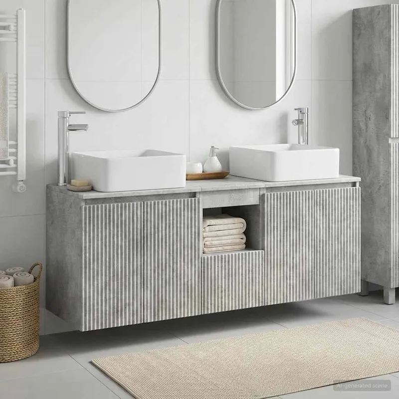 Ensemble d'armoire de salle de bain 3 pc Gris béton