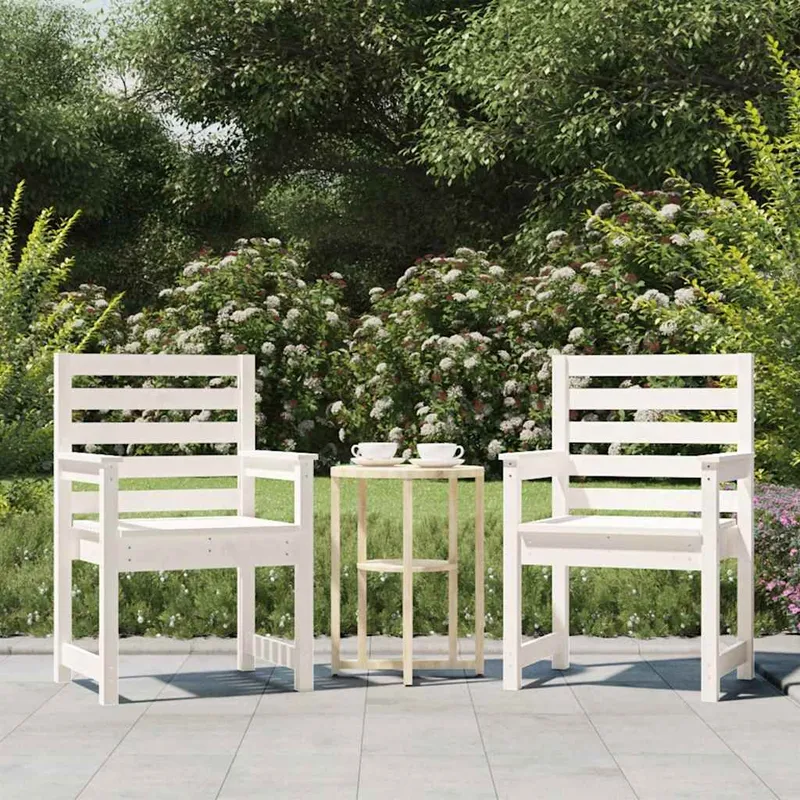 Gartenstühle 2 Stk. bianco 60x48x91 cm legno massiccio pino