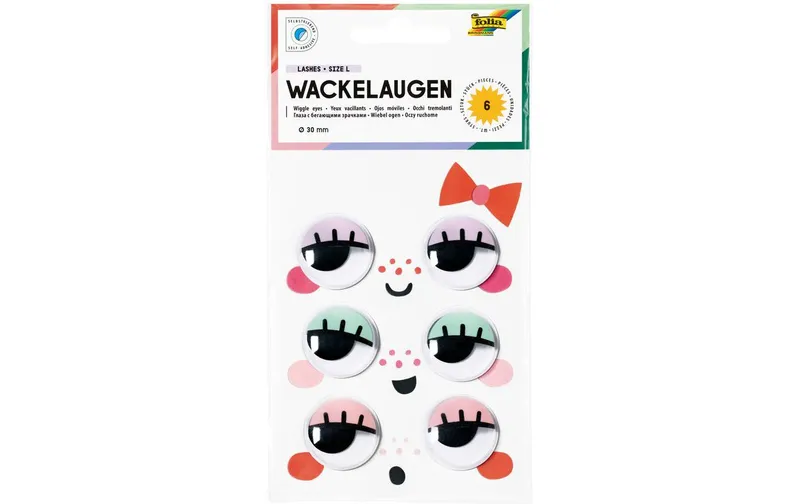 Folia Wackelaugen, Ø 30 mm, 6 Stück