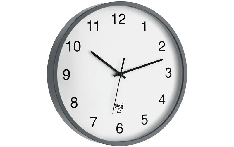 TFA Dostmann Funk-Wanduhr Ø 30.2 cm, gris/blanc