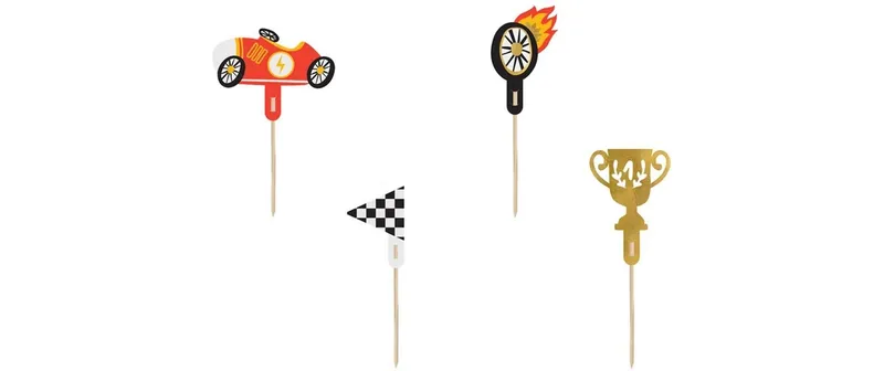 Partydeco Kuchen-Topper Auto mix, 12 cm, 4 pieces