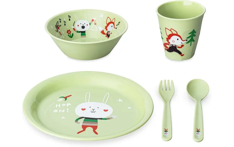 Koziol Kindergeschirrset HOP ON AT HOME pistachio, 4er Set