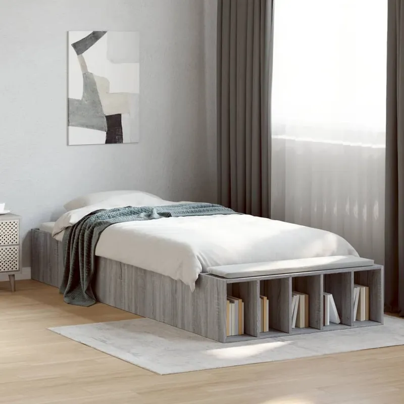 Bettgestell grigio Sonoma 100x200 cm derivato del legno