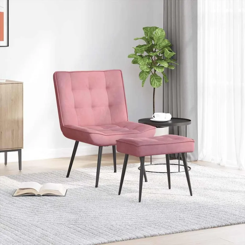 Relaxsessel con Hocker rosa velluto