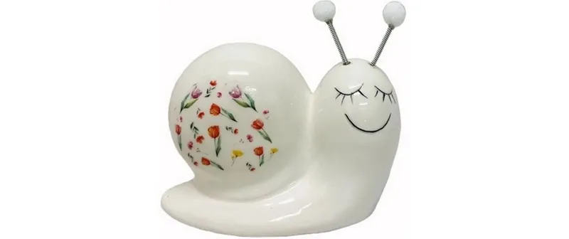 Dameco Aufsteller Schnecke mit Blumenmuster blanc, 9.5 x 4.5 x 7 cm