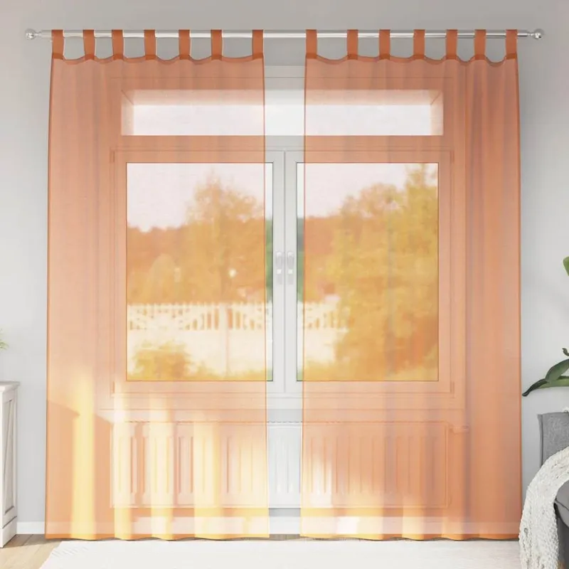 Voile Vorhänge with Schlaufen 2 pcs Terrakottarot 140x225 cm