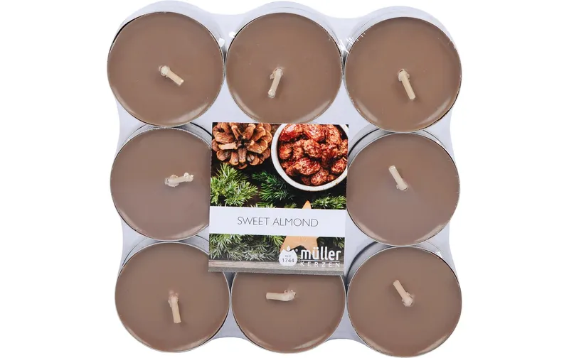 müller Kerzen Duftkerze Teelicht Sweet Almond, brown, 18 pieces