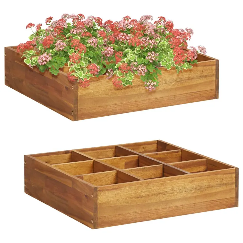 Garten-vaso rialzato per Kräuter legno massiccio acacia 60 x 60 x 15 cm