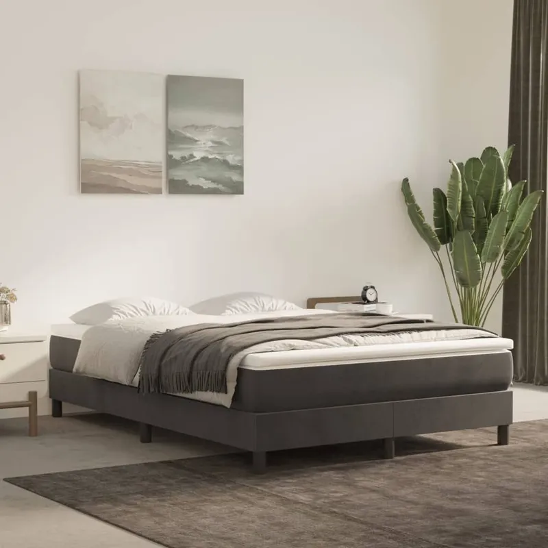 letto boxspringgestell Dunkelgrau 140x190 cm Samt