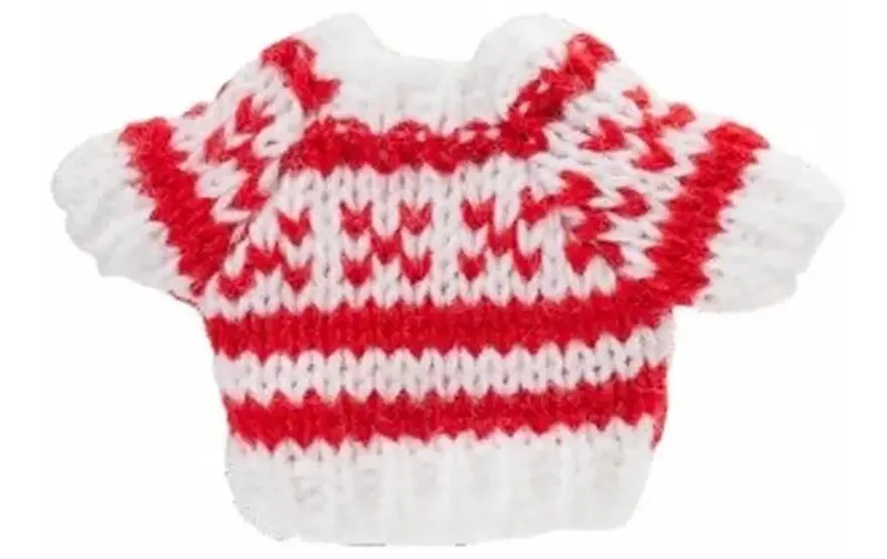 HobbyFun Mini-Figur Mini-Pullover 3.5 x 5 cm, bianco/rosso