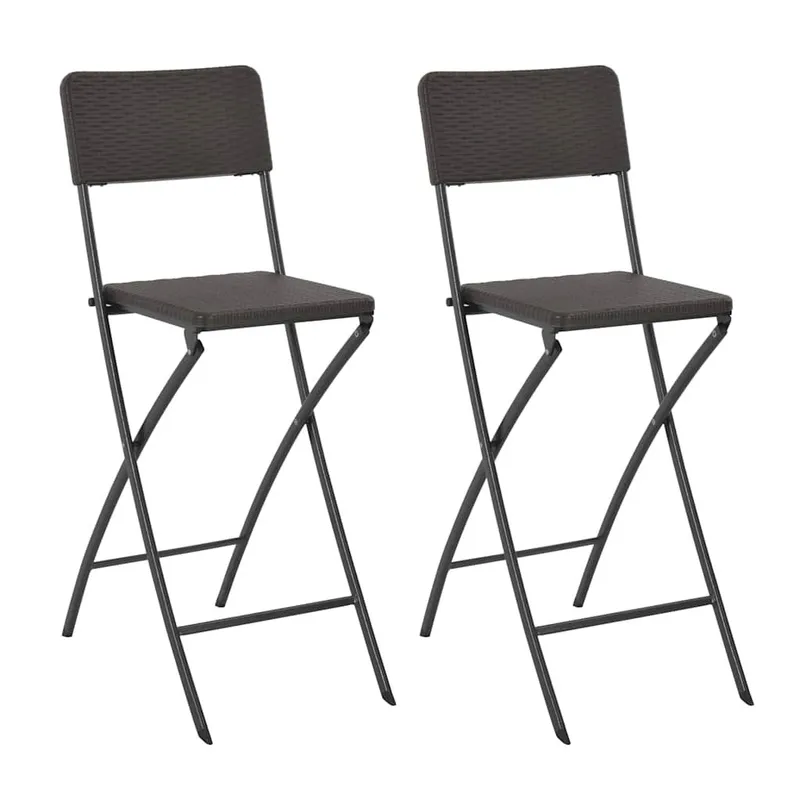 Klappbare Barstühle 2 pz. HDPE e acciaio marrone Rattanoptik