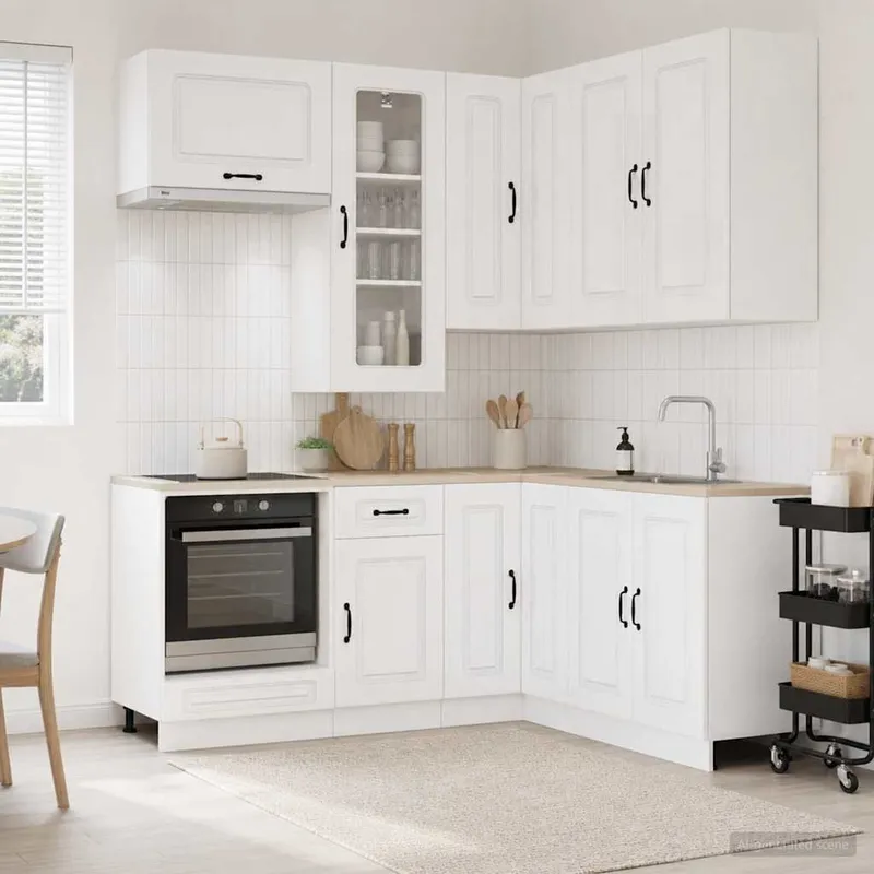 Unité de cuisine KALMAR 8 pc Blanc brillant Bois d'ingénierie