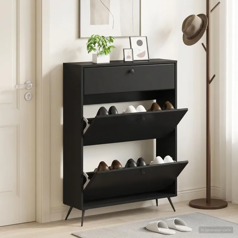Schuhschrank BREDA 78 x 24 x 103 cm engineered wood black
