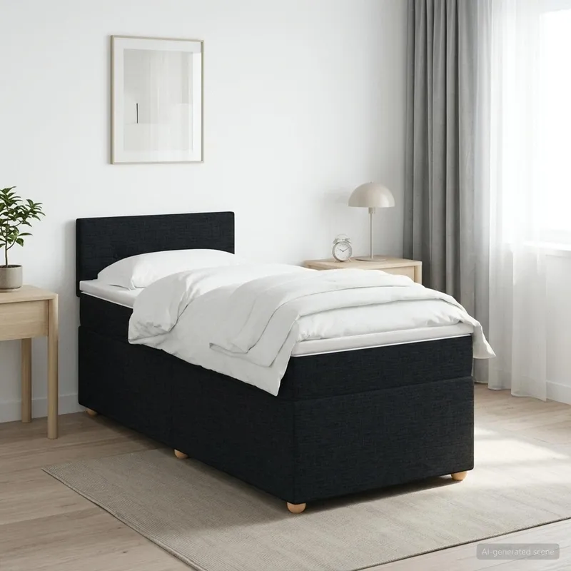 Boxspringbett mit Matratze Schwarz 80 x 200 cm Stoff