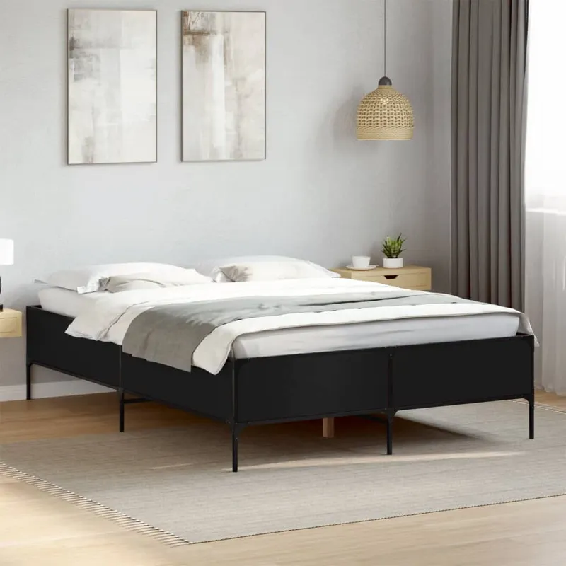 Bettgestell nero 150x200 cm derivato del legno und Metall
