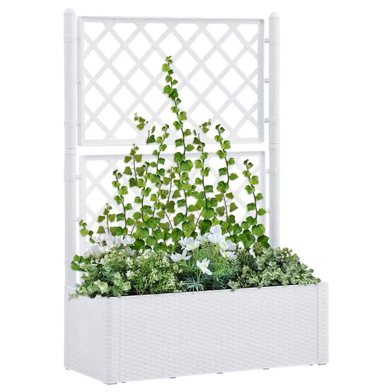 Garten-vaso rialzato con Spalier e Selbstbewässerungssystem bianco