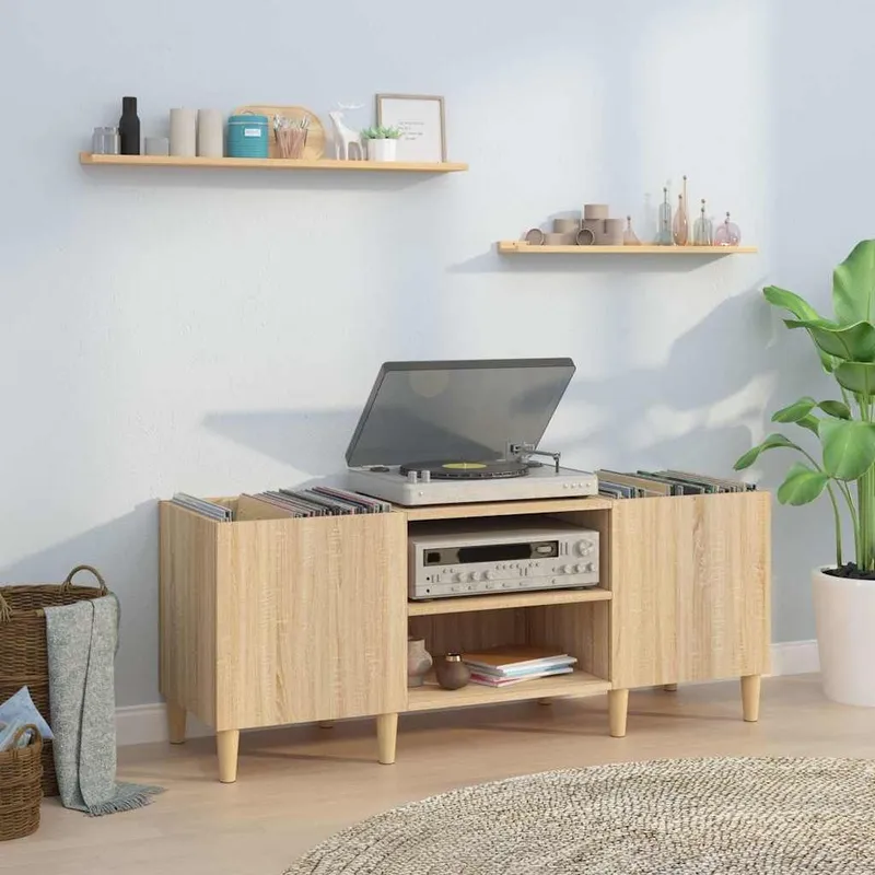 Schallplattenschrank Sonoma-Eiche 121 x 38 x 48 cm engineered wood