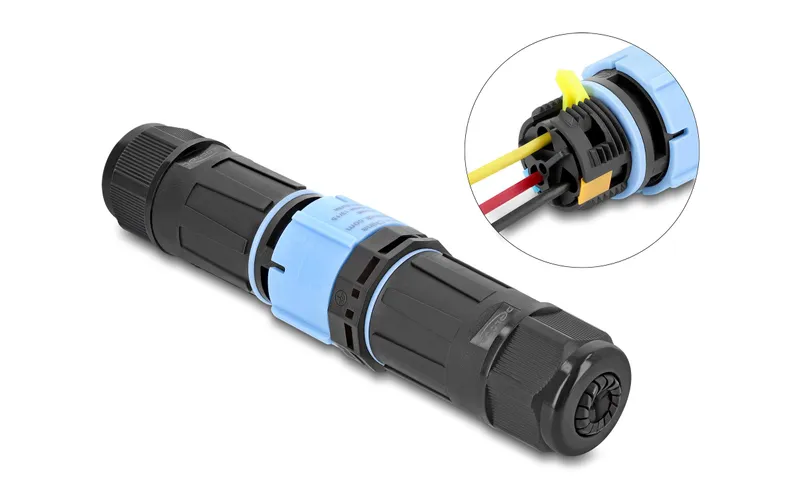 Delock Kabelverbinder 3 Pin IP68 wasserdicht PA66 Schwarz