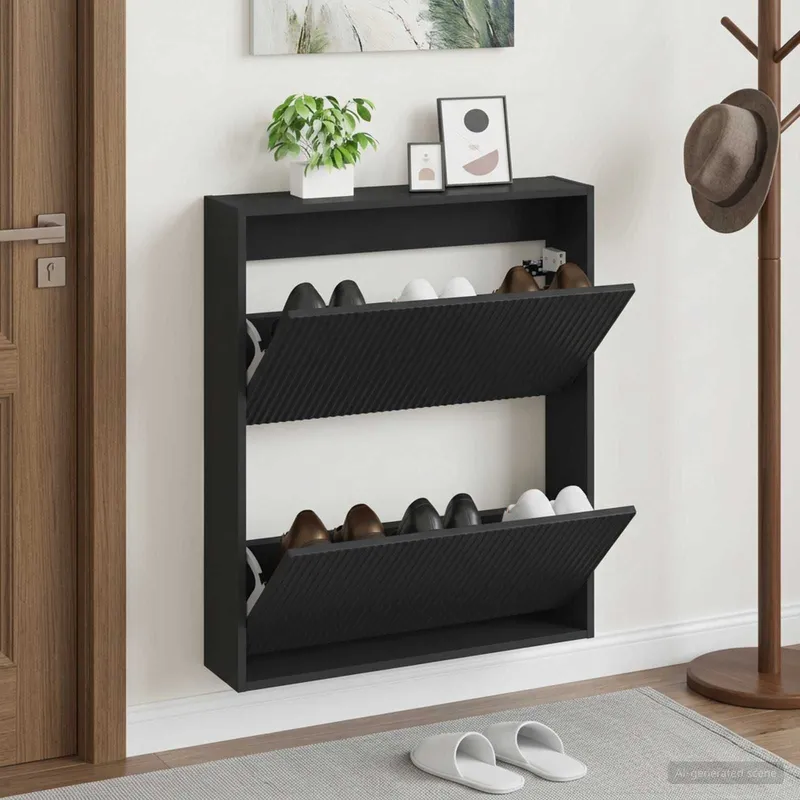 Wandmontierter Schuhschrank ARNHEM 71 x 17 x 86 cm black